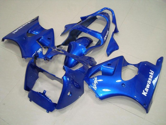 00-02 Blau mit weißen Aufklebern Kawasaki ZX6R Motorrad Verkleidung