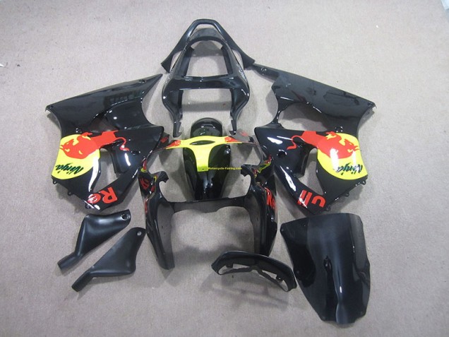 00-02 Schwarz Gelb Rot Bull Ninja Kawasaki ZX6R Motorrad Verkleidung