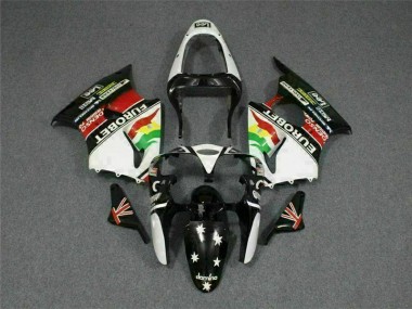 00-02 Schwarz weißer Eurobet Kawasaki ZX6R Motorrad Verkleidung