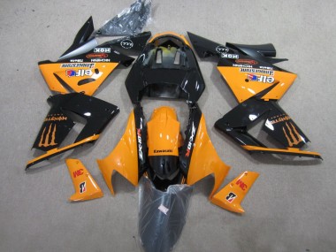 03-05 Schwarz Orange 3M Monster Kawasaki ZX10R Motorrad Verkleidung