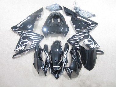 03-05 Schwarze weiße Flamme Kawasaki ZX10R Motorrad Verkleidung