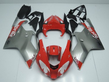 03-06 Silber Und Rot Aprilia RSV1000 Motorrad Verkleidung