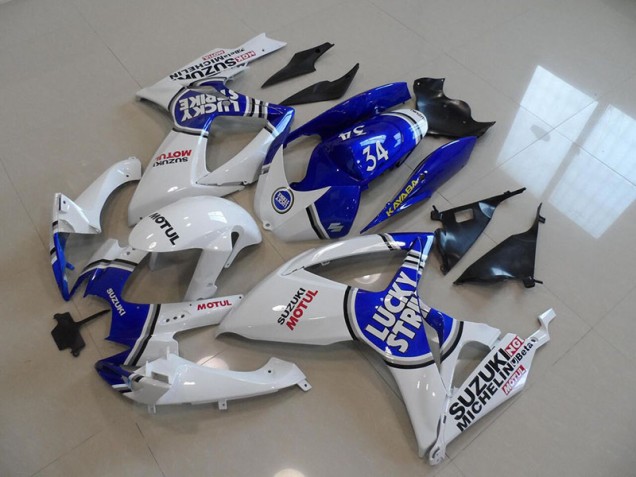 06-07 Blau Weiß Lucky Strike Motul 34 Suzuki GSXR 750 Motorrad Verkleidung