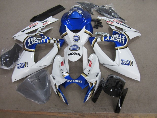 06-07 Weiß Blau Lucky Strike Motul Suzuki GSXR 600 Motorrad Verkleidung