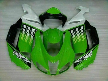 07-08 Grüner weißer Ninja Kawasaki ZX6R Motorrad Verkleidung