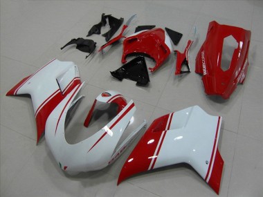 07-14 Weiß Und Rot Rennen Version Ducati 848 1098 1198 Motorrad Verkleidung