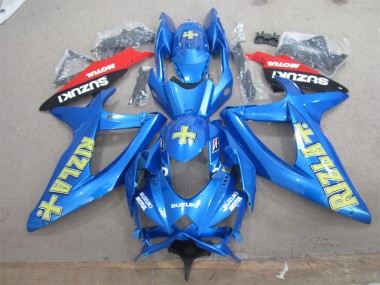 08-10 Blau Gelb Rizla Weiß Motul Suzuki GSXR 600 Motorrad Verkleidung