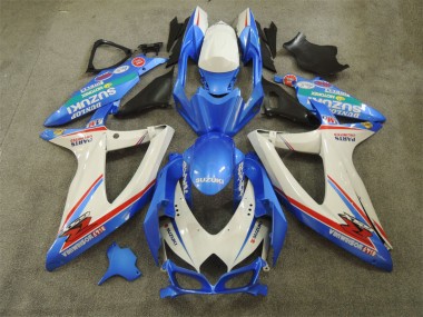 08-10 Blau Weiß mit Aufklebern Suzuki GSXR 600 Motorrad Verkleidung