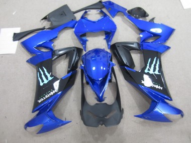 08-10 Schwarz Blaus Monster Kawasaki ZX10R Motorrad Verkleidung