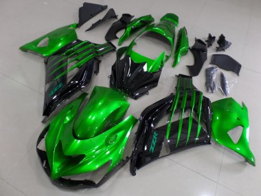 12-21 CUndy Grün und Schwarz Kawasaki ZX14R ZZR1400 Motorrad Verkleidung